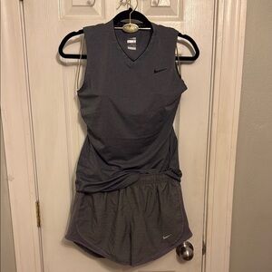 Nike Dri-Fit Women's Gray Sleeveless Top and Shorts Set
